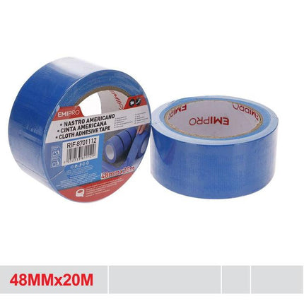Blauwe ducttape textieltape 48 mm x 20 m
