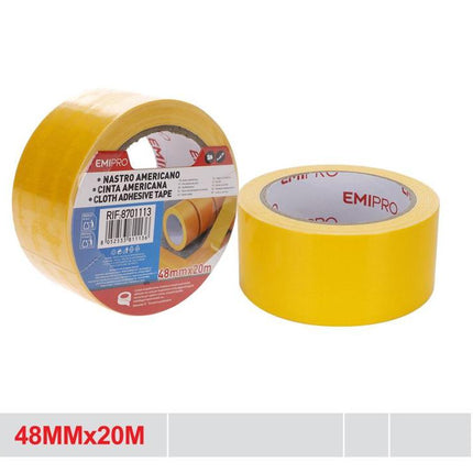 Gele textieltape 48 mm x 20 m sterke cloth tape voor reparatie montage en afplakken