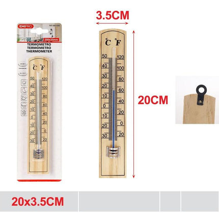 Houten thermometer voor binnen en buiten 20 x 3.5 cm