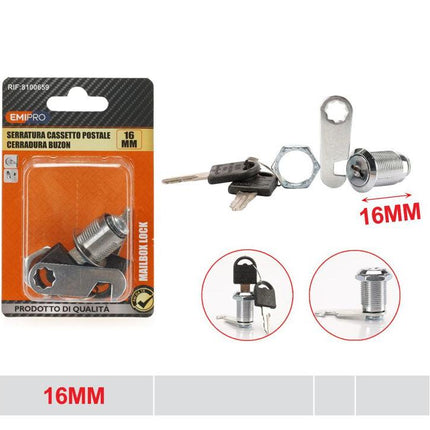 Brievenbusslot 16 mm met sleutels metalen kastslot voor brievenbus en lade