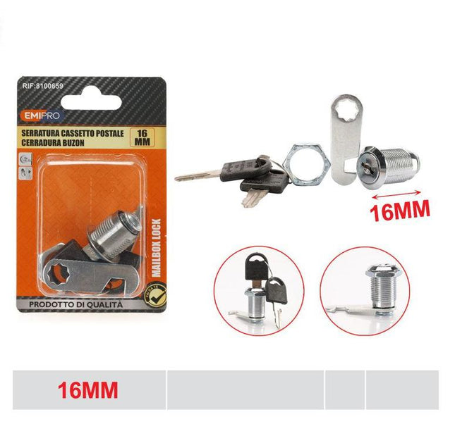 Brievenbusslot 16 mm met sleutels metalen kastslot voor brievenbus en lade