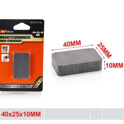 Rechthoekige sterke magneet 40 x 25 x 10 mm voor gereedschap hobby en lichte bevestiging