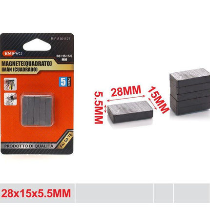 Vierkante magneten 5 stuks 28 x 15 x 5.5 mm voor hobby werkplaats en bevestiging