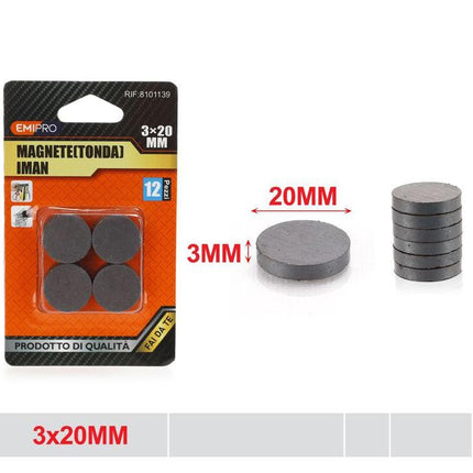 Ronde magneten 20 x 3 mm 12 stuks grijze magneten voor hobby kantoor en bevestiging