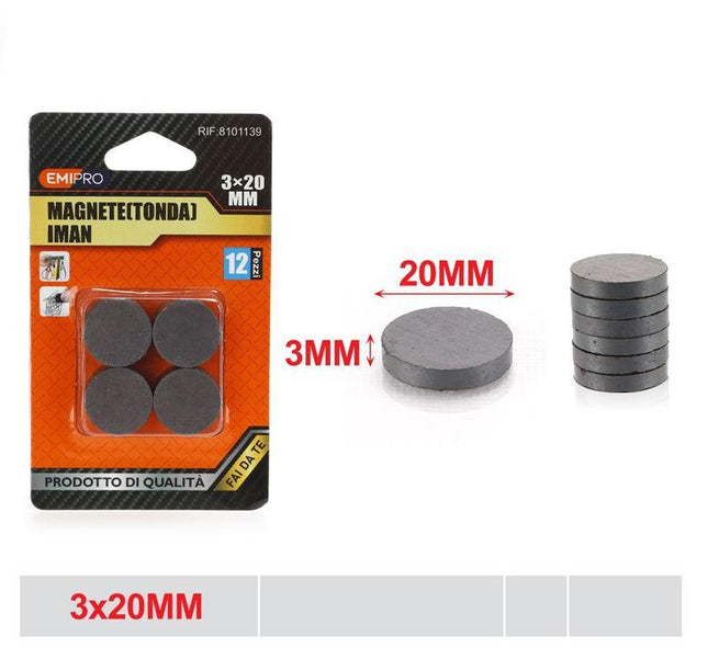Ronde magneten 20 x 3 mm 12 stuks grijze magneten voor hobby kantoor en bevestiging