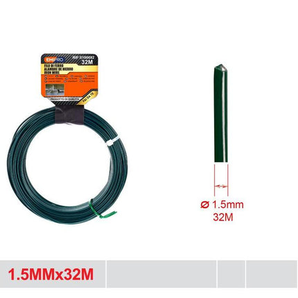 Groen ijzerdraad 1.5 mm x 32 m geplastificeerd binddraad voor tuin hobby en bevestiging