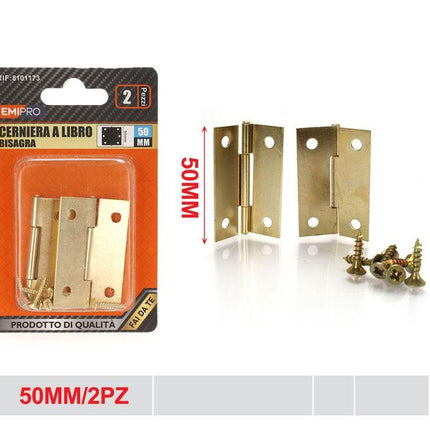 Goudkleurige scharnieren 50 mm 2 stuks metalen kastscharnieren met schroeven