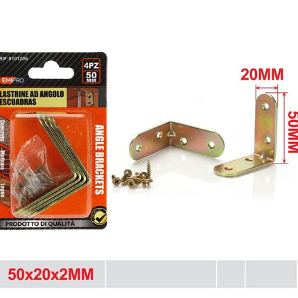 Hoekbeugels 50 x 20 x 2 mm 4 stuks metalen L beugels voor meubels hout en montage