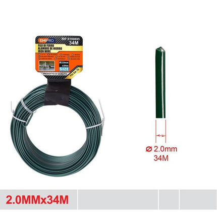 Groen geplastificeerd ijzerdraad 2.0 mm x 34 m