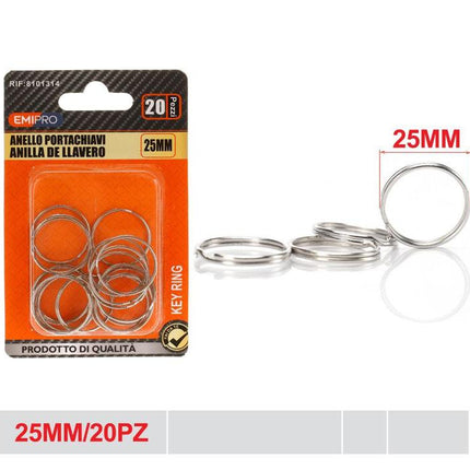Metalen sleutelringen 25 mm zilverkleurig 20 stuks
