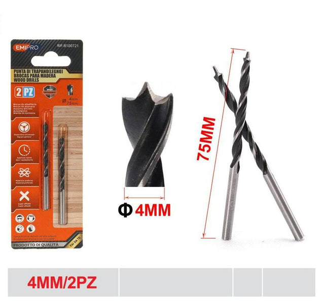 Houtboren 4 mm 2 stuks boortjes voor hout meubels en lichte doe het zelf klussen
