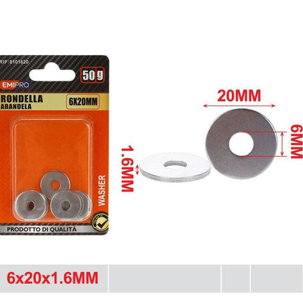 Metalen sluitringen 6 x 20 x 1.6 mm 50 g voor schroeven bouten en montage