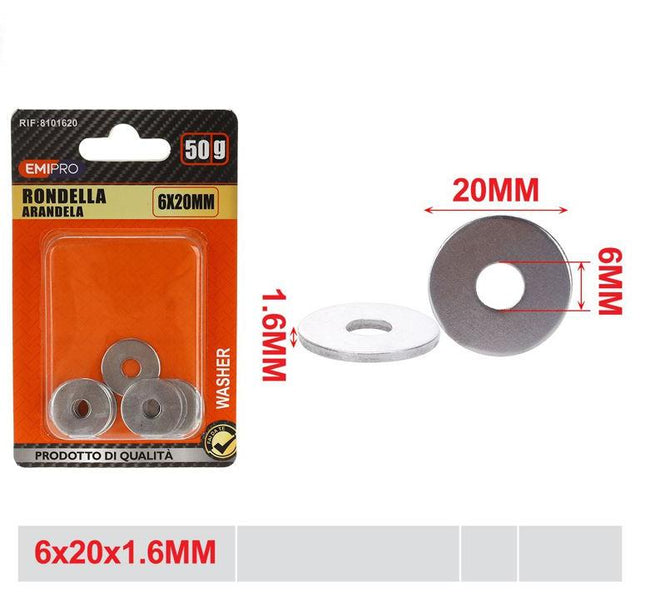 Metalen sluitringen 6 x 20 x 1.6 mm 50 g voor schroeven bouten en montage