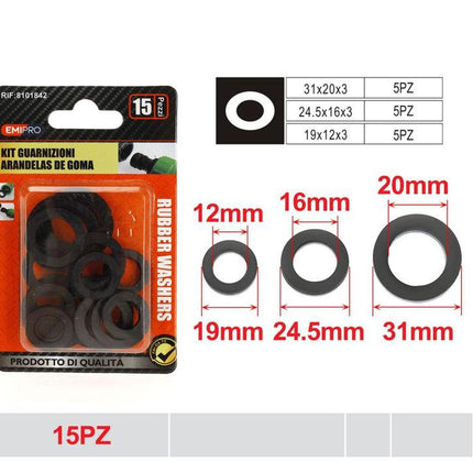 Rubberen sluitringen set 15 stuks verschillende maten