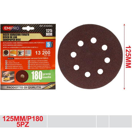 Schuurschijven 125 mm P180 5 stuks geperforeerde ronde schuurpads voor schuurmachine