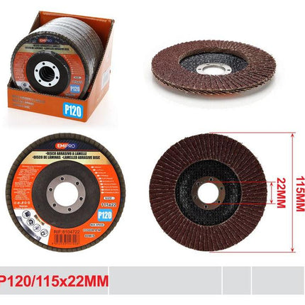 Lamellenschijf P120 115 x 22 mm voor haakse slijper