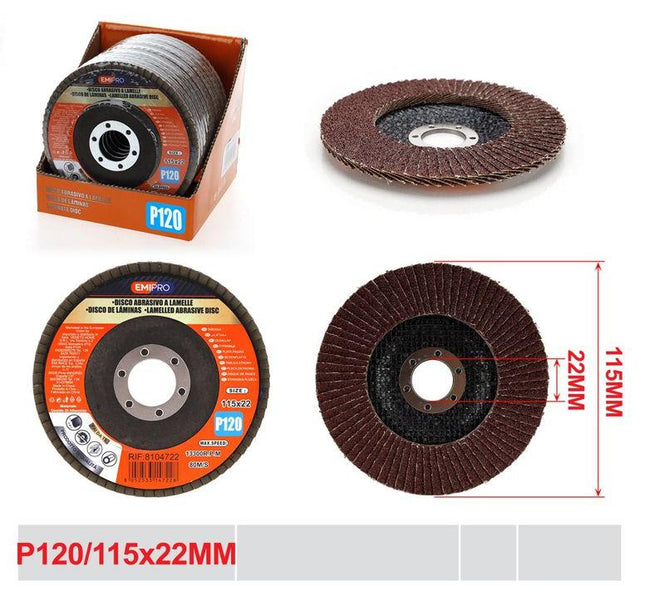 Lamellenschijf P120 115 x 22 mm voor haakse slijper
