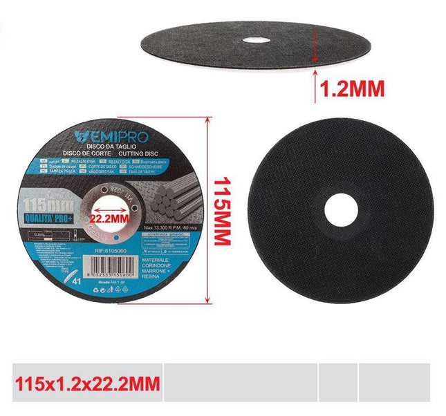 Doorslijpschijf voor metaal 115 x 1.2 x 22.2 mm dunne snijschijf voor haakse slijper