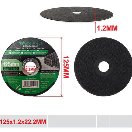 Snijschijf voor steen 125 x 1.2 x 22.2 mm doorslijpschijf voor haakse slijper