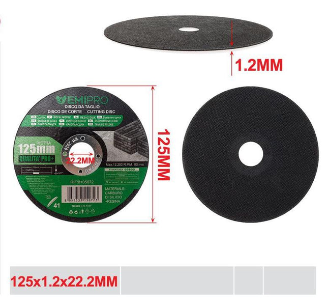 Snijschijf voor steen 125 x 1.2 x 22.2 mm doorslijpschijf voor haakse slijper