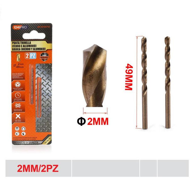 Metaalboren 2 mm 2 stuks HSS boortjes voor ijzer aluminium en lichte boorklussen