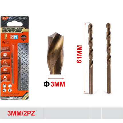 Metaalboren 3 mm 2 stuks voor ijzer en aluminium