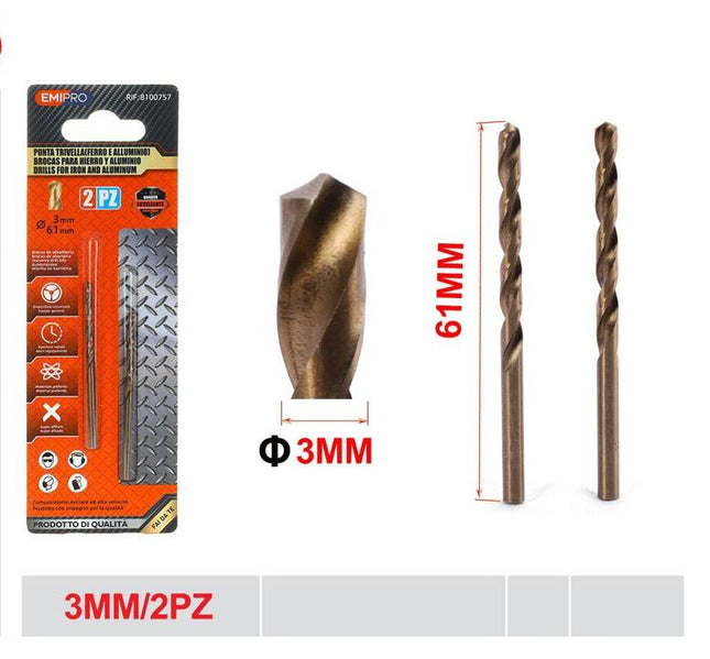 Metaalboren 3 mm 2 stuks voor ijzer en aluminium