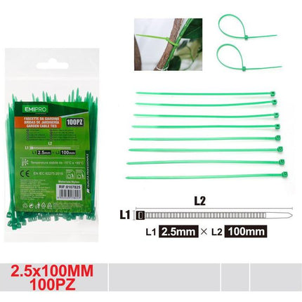 Groene tuin kabelbinders 2.5 x 100 mm 100 stuks