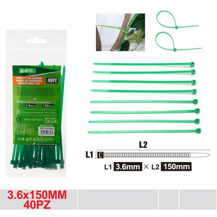 Groene tuin kabelbinders 3.6 x 150 mm 40 stuks