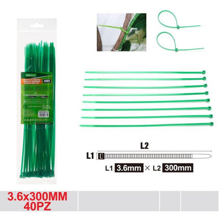 Groene tuin kabelbinders 3.6 x 300 mm 40 stuks