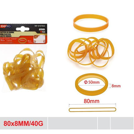 Elastieken transparant geel 80 x 8 mm 40 g rubberen elastiekjes voor kantoor en huishouden