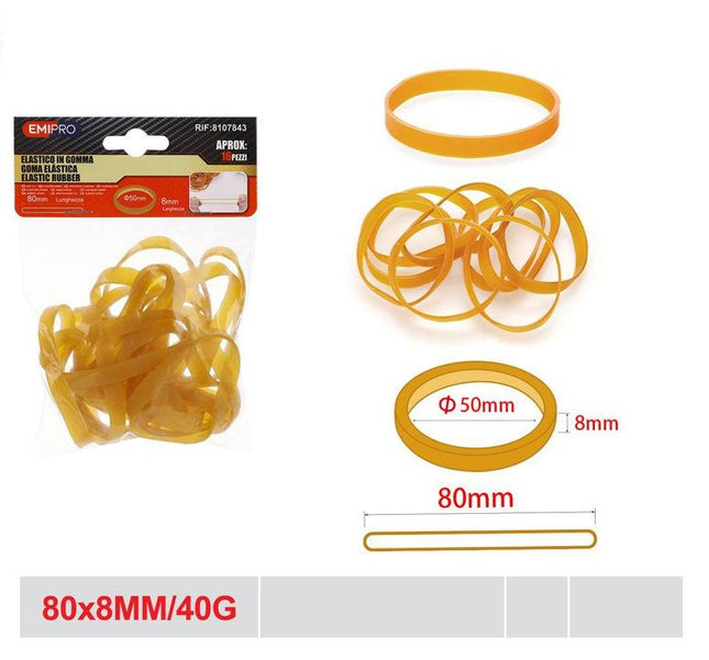 Elastieken transparant geel 80 x 8 mm 40 g rubberen elastiekjes voor kantoor en huishouden