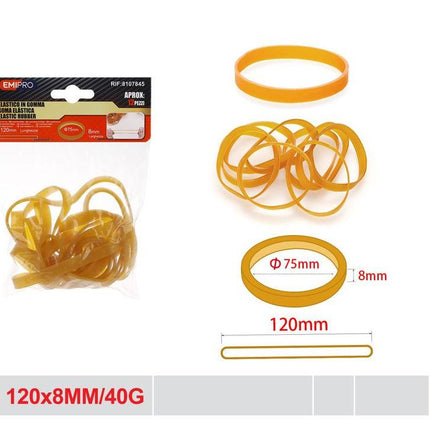 Gele elastieken 120 x 8 mm 40 g rubber banden voor kantoor verpakking en bundelen