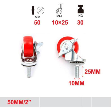 Rood zwenkwiel met schroefdraad 50 mm M10 draagvermogen 30 kg voor meubel kar rek en doe het zelf montage
