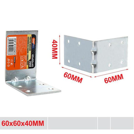 Hoekverbinder metaal 60 x 60 x 40 mm voor meubels en houtwerk