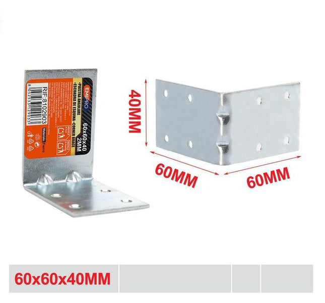 Hoekverbinder metaal 60 x 60 x 40 mm voor meubels en houtwerk