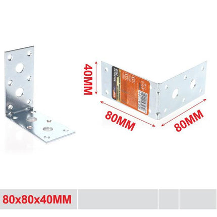 Hoekverbinder met dubbele rij 80 x 80 x 40 mm