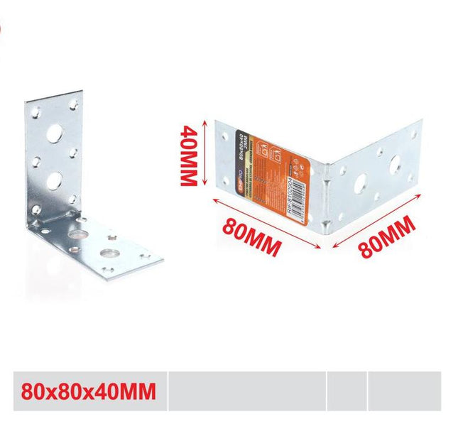 Hoekverbinder met dubbele rij 80 x 80 x 40 mm