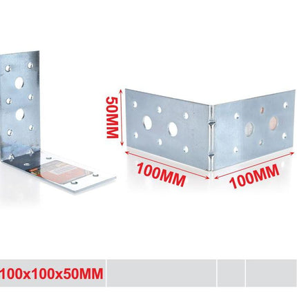 Hoekverbinder metaal 100 x 100 x 50 mm voor meubels en houtwerk