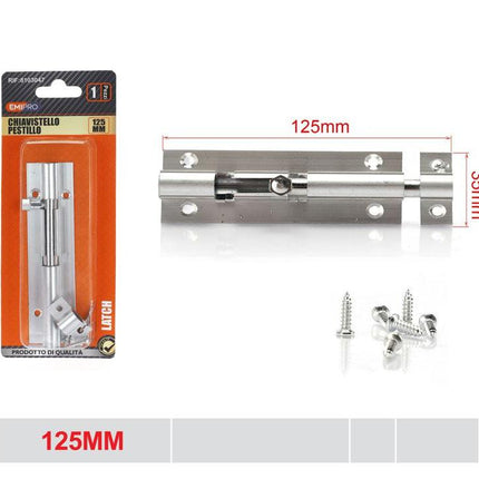 Aluminium schuifgrendel 125 mm met schroeven voor deur kast poort en hek