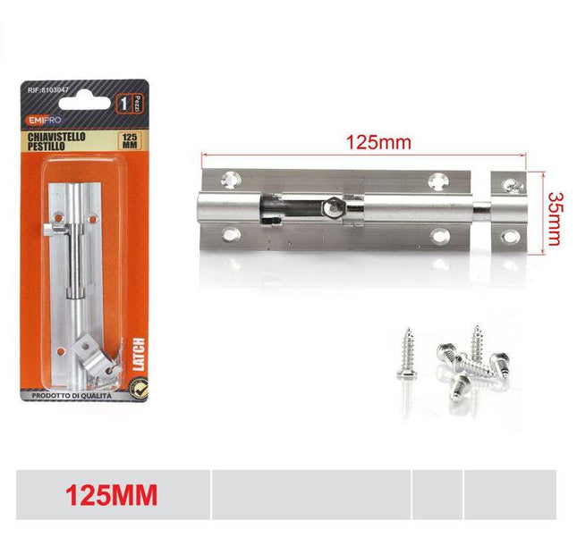 Aluminium schuifgrendel 125 mm met schroeven voor deur kast poort en hek