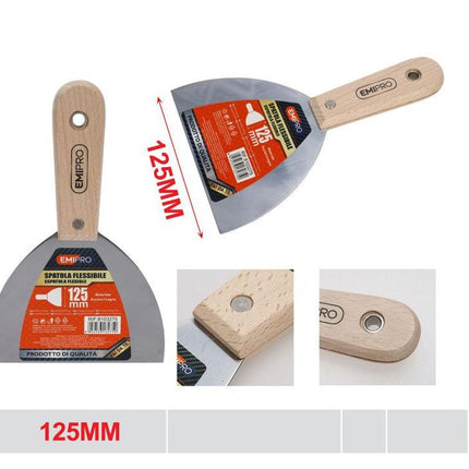 Flexibel plamuurmes met houten handvat 125 mm