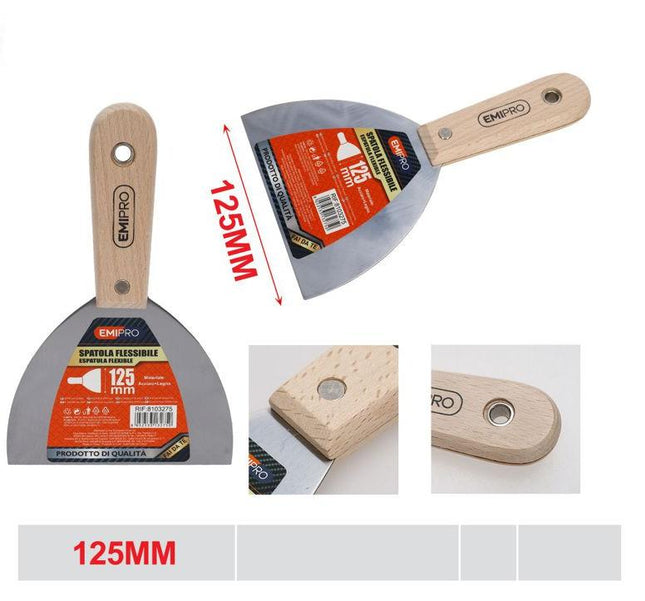Flexibel plamuurmes met houten handvat 125 mm