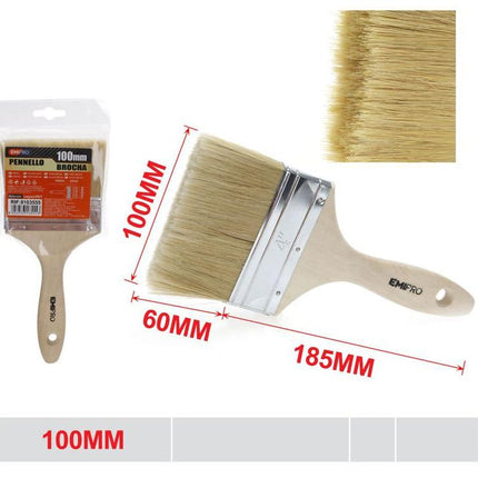 Verfkwast 100 mm met houten handvat brede schilderkwast voor muur lak en renovatie