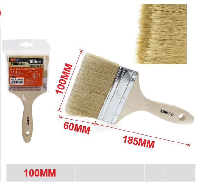 Verfkwast 100 mm met houten handvat brede schilderkwast voor muur lak en renovatie