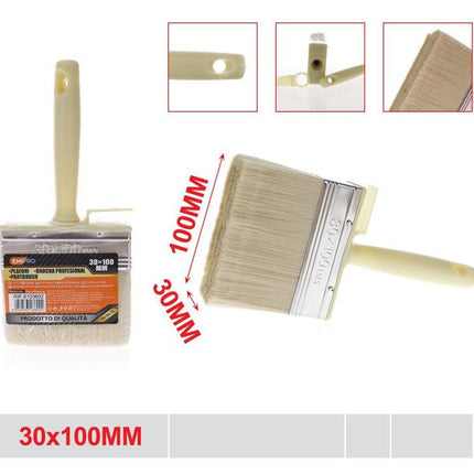 Platte verfkwast 30 x 100 mm met kunststof handvat voor schilderwerk en renovatie