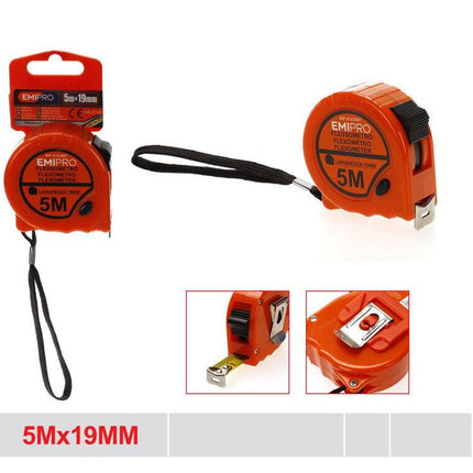 Rolmaat 5 m x 19 mm meetlint met vergrendeling en polsband voor kluswerk