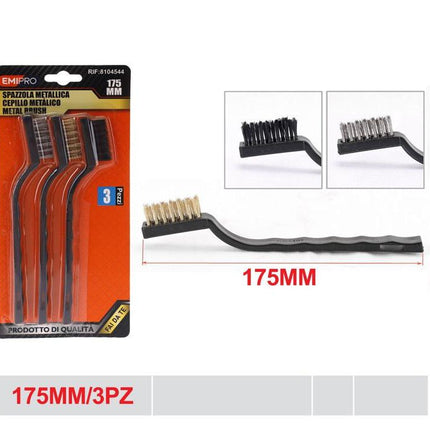 Metalen borstels 175 mm 3 stuks set met staal messing en nylon borstel voor reiniging