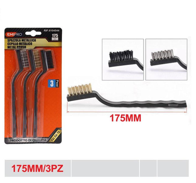 Metalen borstels 175 mm 3 stuks set met staal messing en nylon borstel voor reiniging