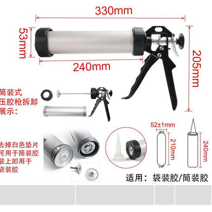 Professioneel kitpistool 9 inch aluminium kokermodel voor kokers en worstverpakking